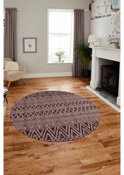 Kilim Desen Özel Tasarım Kaymaz Yıkanabilir Yuvarlak Mutfak Salon Halısı Y-Modern-86-Bordo fırsatları