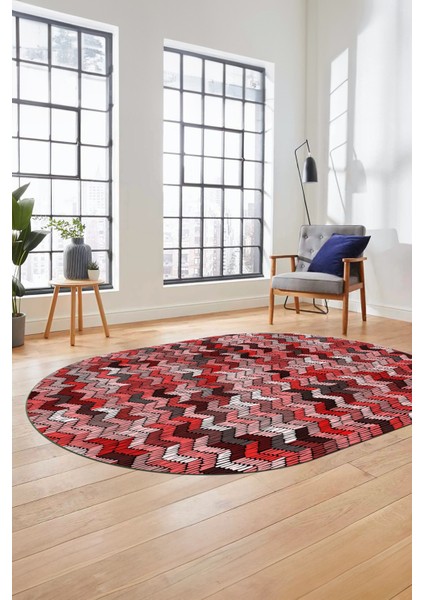 Baskılı Kaymaz Taban Yıkanabilir Renkli Modern Yolluk Mutfak Oval Salon Halısı O-Modern-02-Pembe fiyatları