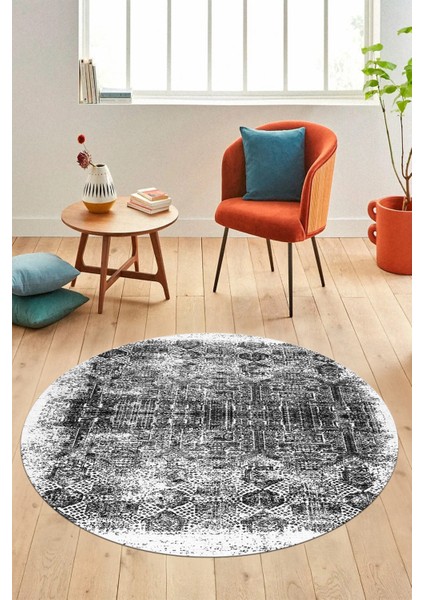 Baskılı Kaymaz Taban Yıkanabilir Sade Modern Mutfak Yuvarlak Salon Halısı Y-Modern-04-Beyaz modelleri