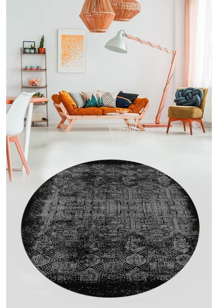 Baskılı Kaymaz Taban Yıkanabilir Sade Modern Mutfak Yuvarlak Salon Halısı Y-Modern-04-Gri fırsatları