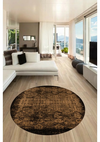 Baskılı Kaymaz Taban Yıkanabilir Sade Modern Mutfak Yuvarlak Salon Halısı Y-Modern-04-Kahve fiyatları