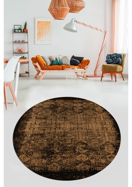 Baskılı Kaymaz Taban Yıkanabilir Sade Modern Mutfak Yuvarlak Salon Halısı Y-Modern-04-Kahve fırsatları