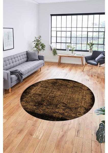 Baskılı Kaymaz Taban Yıkanabilir Sade Modern Mutfak Yuvarlak Salon Halısı Y-Modern-04-Kahve indirimleri