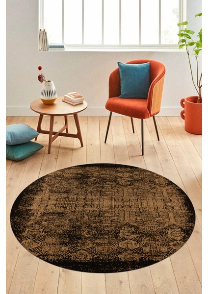 Baskılı Kaymaz Taban Yıkanabilir Sade Modern Mutfak Yuvarlak Salon Halısı Y-Modern-04-Kahve modelleri