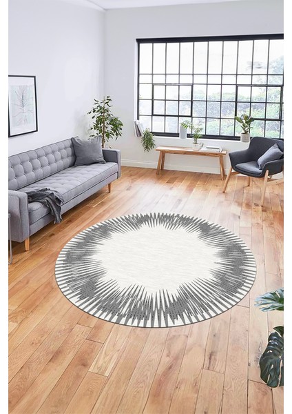 Baskılı Kaymaz Yıkanabilir Modern Sade Desen Yuvarlak Salon Halısı Y-Modern-48-Gri fiyatları