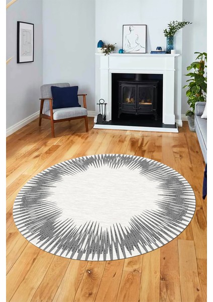 Baskılı Kaymaz Yıkanabilir Modern Sade Desen Yuvarlak Salon Halısı Y-Modern-48-Gri modelleri