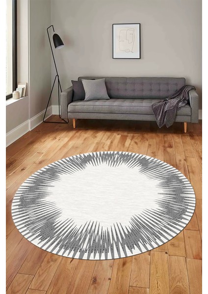 Baskılı Kaymaz Yıkanabilir Modern Sade Desen Yuvarlak Salon Halısı Y-Modern-48-Gri indirimleri