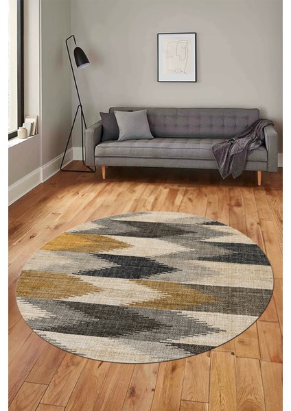 Renkli Desen Baskılı Kaymaz Taban Yıkanabilir Modern Yuvarlak Salon Halısı Y-MODERN-104-KAHVE fiyatları
