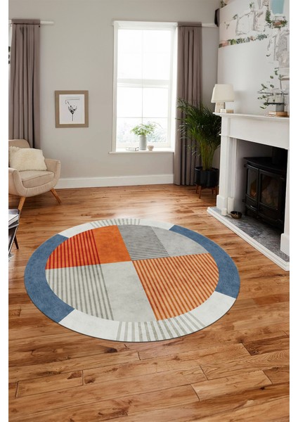 Baskılı Kaymaz Taban Yıkanabilir Modern Şık Yuvarlak Mutfak Salon Halısı Y-MODERN-107-RENKLİ fiyatları
