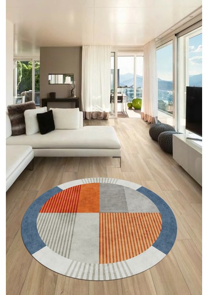 Baskılı Kaymaz Taban Yıkanabilir Modern Şık Yuvarlak Mutfak Salon Halısı Y-MODERN-107-RENKLİ modelleri