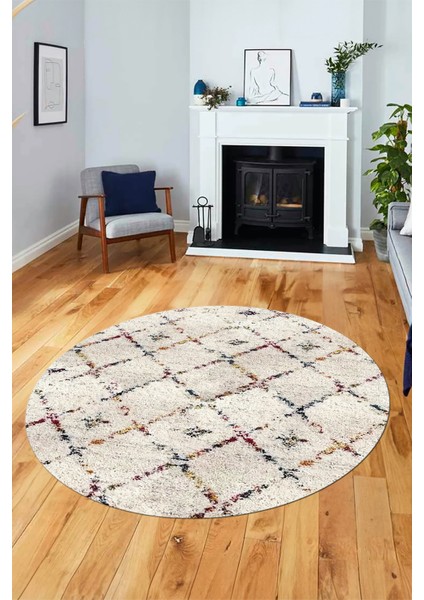 Baskılı Kaymaz Yıkanabilir Kilim Desen Yuvarlak Mutfak Halısı Salon Halısı Y-Modern-57-Renkli