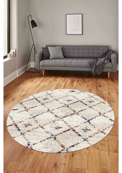 Baskılı Kaymaz Yıkanabilir Kilim Desen Yuvarlak Mutfak Halısı Salon Halısı Y-Modern-57-Renkli