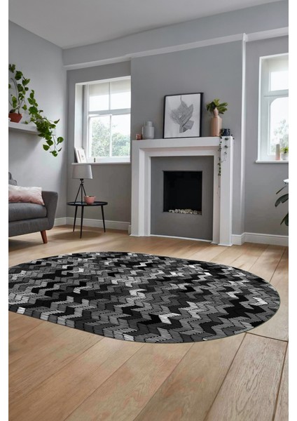Baskılı Kaymaz Taban Yıkanabilir Renkli Modern Yolluk Mutfak Oval Salon Halısı O-Modern-02-Gri fırsatları