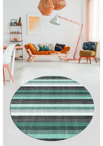 Modern Kilim Desen Dijital Kaymaz Yıkanabilir Yuvarlak Mutfak Salon Halısı Y-Modern-25-Yurkuaz modelleri