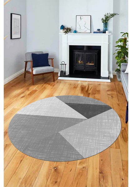 Baskılı Kaymaz Yıkanabilir Modern Yuvarlak Mutfak Salon Halısı Y-Modern-38-Gri fırsatları