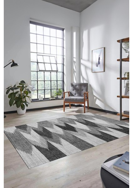 Renkli Desen Baskılı Kaymaz Taban Yıkanabilir Modern Yolluk Salon Halısı MODERN-104-GRİ fiyatları