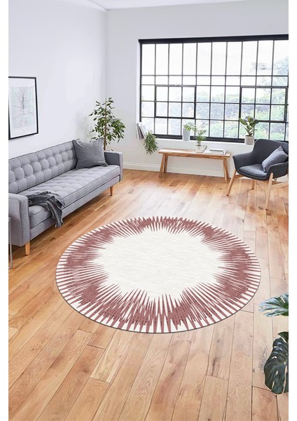 Baskılı Kaymaz Yıkanabilir Modern Sade Desen Yuvarlak Salon Halısı Y-Modern-48-Pembe fiyatları