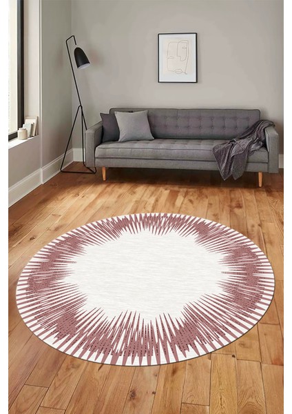 Baskılı Kaymaz Yıkanabilir Modern Sade Desen Yuvarlak Salon Halısı Y-Modern-48-Pembe indirimleri