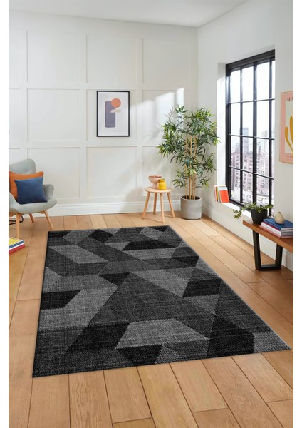 Baskılı Kaymaz Taban Yıkanabilir Modern Şık Yolluk Mutfak Salon Halısı Modern-96-Antrasit modelleri