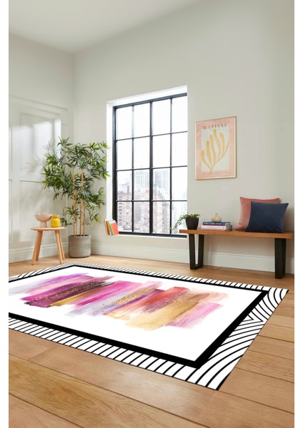 Renkli Modern Desenli Dijital Kaymaz Yıkanabilir Yolluk Mutfak Salon Halısı Modern-22-Renkli