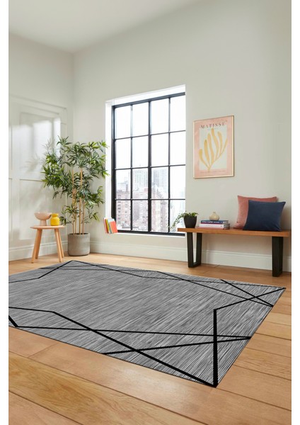 Dijital Dekoratif Kaymaz Taban Yıkanabilir Modern Yolluk Mutfak Salon Halısı Modern-05-Gri fiyatları