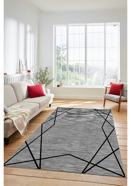 Dijital Dekoratif Kaymaz Taban Yıkanabilir Modern Yolluk Mutfak Salon Halısı Modern-05-Gri modelleri