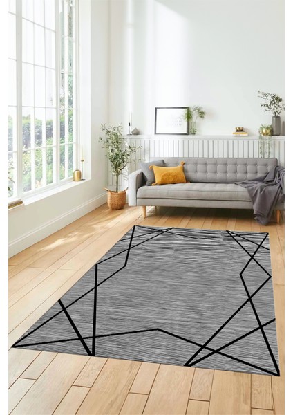 Dijital Dekoratif Kaymaz Taban Yıkanabilir Modern Yolluk Mutfak Salon Halısı Modern-05-Gri indirimleri