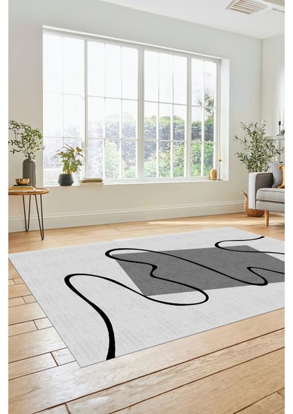 Baskılı Kaymaz Yıkanabilir Modern Yolluk Mutfak Halısı Salon Halısı Modern-61-Gri fiyatları