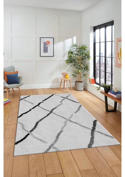 Şık Sade Modern Desenli Dijital Kaymaz Yıkanabilir Yolluk Mutfak Salon Halısı Modern-73-Gri indirimleri