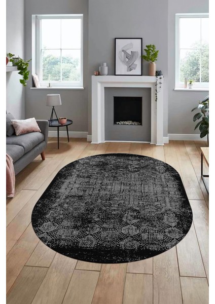 Baskılı Kaymaz Taban Yıkanabilir Sade Modern Yolluk Mutfak Oval Salon Halısı O-Modern-04-Gri modelleri