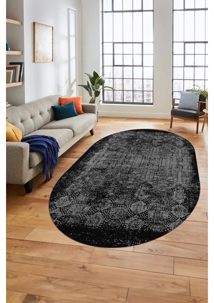 Baskılı Kaymaz Taban Yıkanabilir Sade Modern Yolluk Mutfak Oval Salon Halısı O-Modern-04-Gri indirimleri