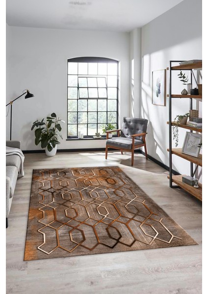 Modern Desen Dijital Kaymaz Yıkanabilir Yolluk Mutfak Salon Halısı Modern-90-Kahve fiyatları