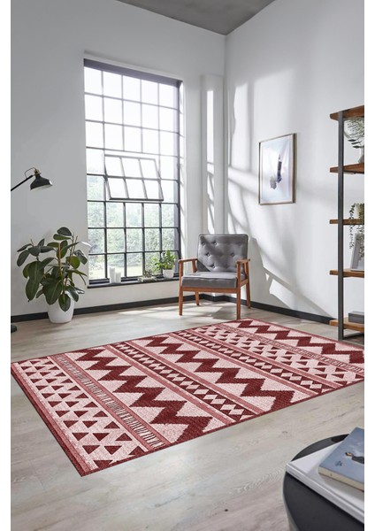 Kilim Desen Baskılı Kaymaz Taban Yıkanabilir Modern Yolluk Salon Halısı MODERN-105-BORDO fiyatları