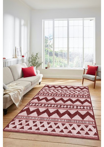 Kilim Desen Baskılı Kaymaz Taban Yıkanabilir Modern Yolluk Salon Halısı MODERN-105-BORDO indirimleri