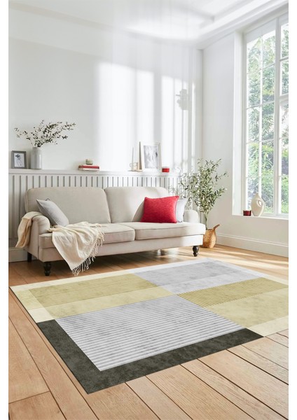 Baskılı Kaymaz Taban Yıkanabilir Modern Şık Yolluk Mutfak Salon Halısı MODERN-107-KREM indirimleri