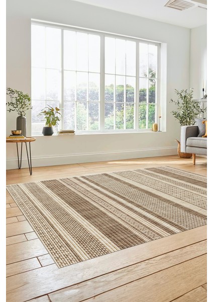 Modern Kilim Desenli Dijital Kaymaz Yıkanabilir Yolluk Mutfak Salon Halısı Modern-36-Krem