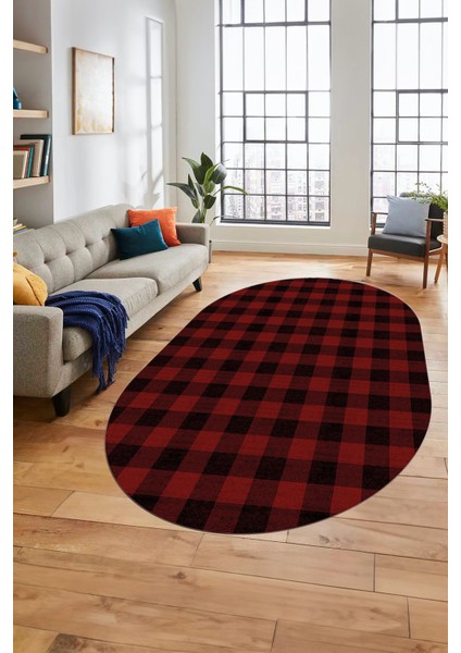Baskılı Kaymaz Yıkanabilir Modern Oval Koridor Halısı Halısı Salon Halısı O-Modern-55-Bordo fiyatları