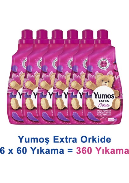 Extra Konsantre Çamaşır Yumuşatıcısı Orkide 1440 ml 60 Yıkama x 6 Adet