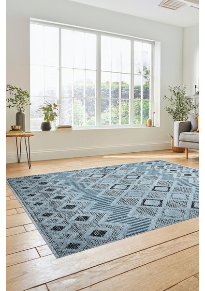 Baskılı Kaymaz Yıkanabilir Şık Kilim Desen Yolluk Mutfak Halısı Salon Halısı Modern-67-Mavi fiyatları