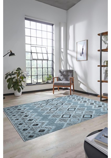 Baskılı Kaymaz Yıkanabilir Şık Kilim Desen Yolluk Mutfak Halısı Salon Halısı Modern-67-Mavi fırsatları