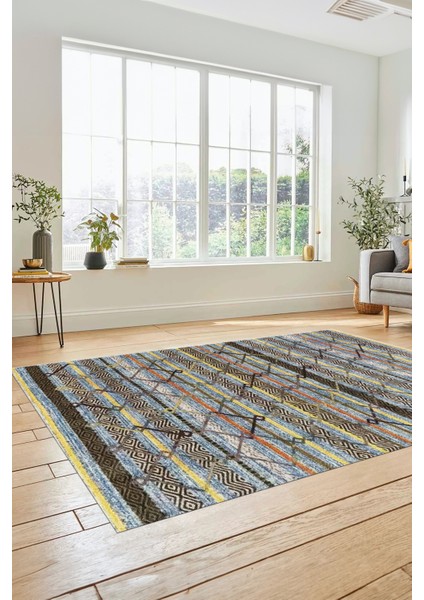 Kilim Desen Özel Tasarım Dijital Kaymaz Yıkanabilir Yolluk Mutfak Salon Halısı Modern-85-Renkli