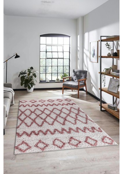 Modern Kilim Desen Dijital Kaymaz Yıkanabilir Yolluk Mutfak Salon Halısı Modern-92-Pembe