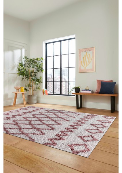 Modern Kilim Desen Dijital Kaymaz Yıkanabilir Yolluk Mutfak Salon Halısı Modern-92-Pembe