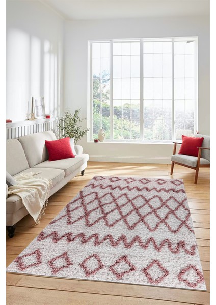 Modern Kilim Desen Dijital Kaymaz Yıkanabilir Yolluk Mutfak Salon Halısı Modern-92-Pembe