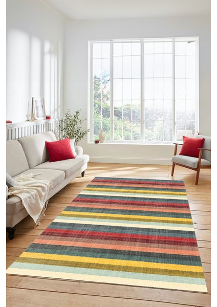 Modern Kilim Desen Dijital Kaymaz Yıkanabilir Yolluk Mutfak Salon Halısı Modern-25-Renkli fiyatları