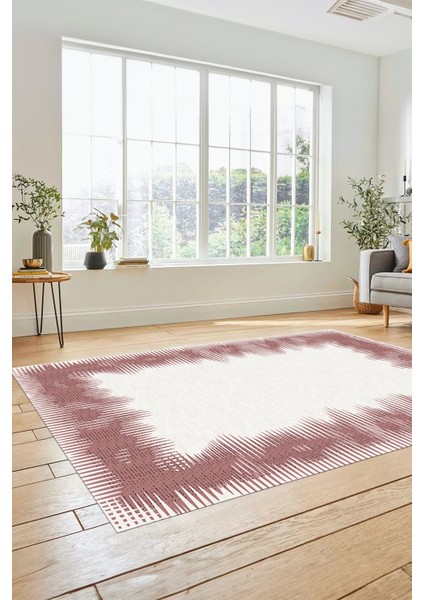 Baskılı Kaymaz Yıkanabilir Modern Sade Desen Yolluk Salon Halısı Modern-48-Pembe modelleri