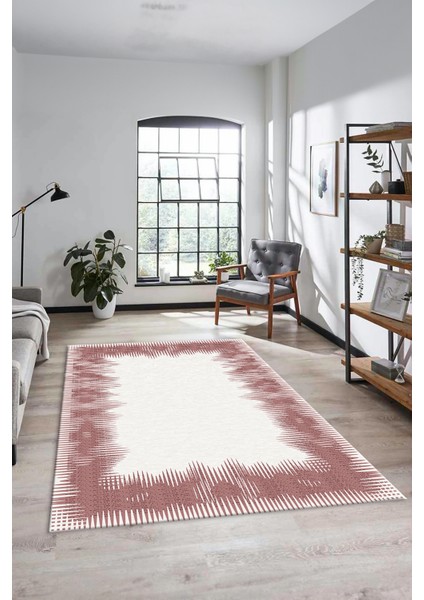 Baskılı Kaymaz Yıkanabilir Modern Sade Desen Yolluk Salon Halısı Modern-48-Pembe fırsatları