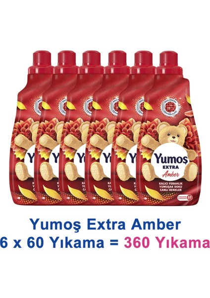 Extra Konsantre Çamaşır Yumuşatıcısı Amber 1440 ml 60 Yıkama x 6 Adet