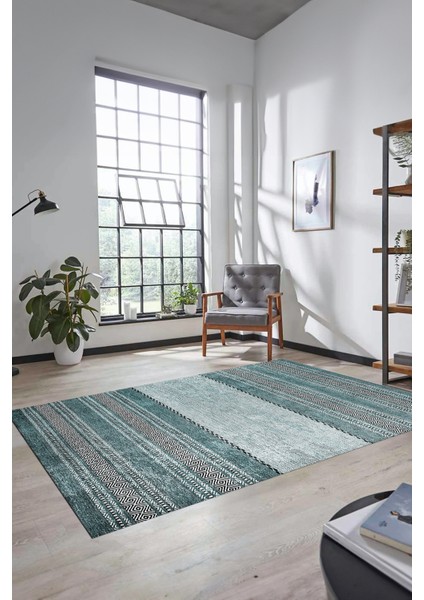 Kilim Desen Özel Tasarım Dijital Kaymaz Yıkanabilir Yolluk Mutfak Salon Halısı Modern-83-Turkuaz modelleri