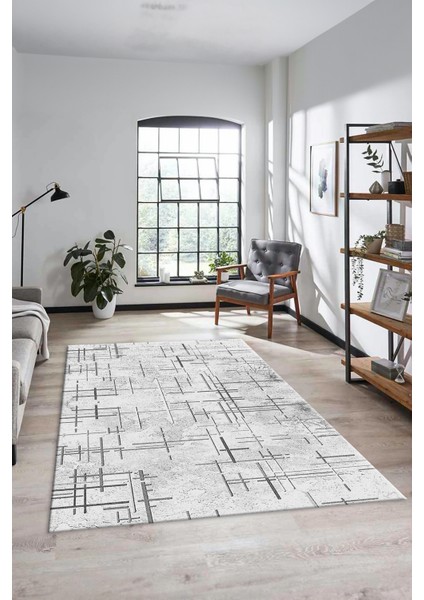 Sade Desen Modern Dijital Kaymaz Yıkanabilir Yolluk Mutfak Salon Halısı Modern-89-Gri fiyatları